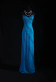 Vintage 1950s Formal Mermaid Spaghetti Strap Royal Blue Chiffon With Beads Sleeveless Long Prom Dresses Party Formal Gowns HZ0311