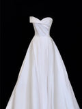 Elegant Women's Ball Gown Sweetheart With Pleated Sleeves White Long Wedding Gowns Dresses HZ0311