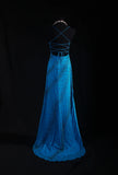Vintage 1950s Formal Mermaid Spaghetti Strap Royal Blue Chiffon With Beads Sleeveless Long Prom Dresses Party Formal Gowns HZ0311