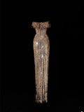 Classy Sheath 1950s Formal Strapless Gold Sequins Style Impress Long Prom Dresses Party Gowns HZ0311