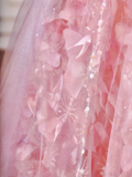 Elegant Ball Gown Off The Shoulder Pink Tulle Long Formal Fancy Prom Evening Dress Dinner Outfits Party Gowns HZ0311