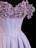 Modest Prom Dresses Aesthetic A Line Off The Shoulder Lilac Inspiration Flowers Style Impress With Sleeves Long Party Formal Gown HZ0311