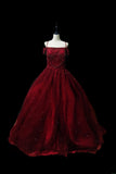 Classic Ball Gown Spaghetti Strap Burgundy Tulle Sleeveless With Beads Long Prom Dresses Senior Graduation Dance Evening Outfits HZ0311