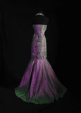 Vintage 80s Formal Mermaid Sweetheart Purple With Pleated Sleeveless Long Prom Dresses Party Formal Gowns HZ0311