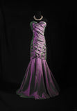Vintage 80s Formal Mermaid Sweetheart Purple With Pleated Sleeveless Long Prom Dresses Party Formal Gowns HZ0311