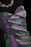 Vintage 80s Formal Mermaid Sweetheart Purple With Pleated Sleeveless Long Prom Dresses Party Formal Gowns HZ0311