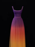 Classy A line Square Neck Multi Colors Formal Tulle Style Impress Long Prom Dresses Party Gowns HZ0311