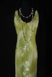 Women's Cocktail Party Gowns Sheath V Neck Floral Lace Green Slim Long Graduation Dinner Outfits Prom Dresses HZ0311