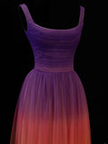 Classy A line Square Neck Multi Colors Formal Tulle Style Impress Long Prom Dresses Party Gowns HZ0311