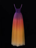 Classy A line Square Neck Multi Colors Formal Tulle Style Impress Long Prom Dresses Party Gowns HZ0311