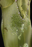 Women's Cocktail Party Gowns Sheath V Neck Floral Lace Green Slim Long Graduation Dinner Outfits Prom Dresses HZ0311