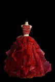 Classic Ball Gown 2 Pieces Burgundy Tulle Sleeveless With Beads Long Prom Dresses Senior Graduation Dance Evening Outfits HZ0311