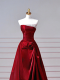 Elegant Ball Gown Off The Shoulder Burgundy Wine Red Long Formal Fancy Prom Evening Dress Dinner Outfits Party Gowns HZ0311