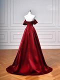 Elegant Ball Gown Off The Shoulder Burgundy Wine Red Long Formal Fancy Prom Evening Dress Dinner Outfits Party Gowns HZ0311