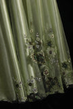 Vintage A line Spaghetti Strap Sage Green Tulle Tea Length Party Dress With Beads 1950s Retro Classy Birthday Dinner Prom Dresses HZ0311