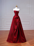 Elegant Ball Gown Off The Shoulder Burgundy Wine Red Long Formal Fancy Prom Evening Dress Dinner Outfits Party Gowns HZ0311