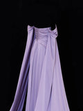 Modest Prom Dresses Aesthetic Sheath Off The Shoulder Lilac Inspiration Style Impress With Sleeves Cape Long Party Formal Gown HZ0311