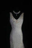 Chic Mermaid Cowl Neck White Lace High Low Chiffon With Beads Long Party Formal Women Prom Dresses HZ0311