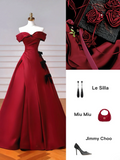 Elegant Ball Gown Off The Shoulder Burgundy Wine Red Long Formal Prom Evening Dresses Dinner Outfits Party Gowns HZ0311