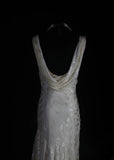 Chic Mermaid Cowl Neck White Lace High Low Chiffon With Beads Long Party Formal Women Prom Dresses HZ0311