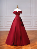 Elegant Ball Gown Off The Shoulder Burgundy Wine Red Long Formal Prom Evening Dresses Dinner Outfits Party Gowns HZ0311
