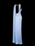 Classy Sheath Spaghetti Strap Light Sky Blue Satin Formal Style Impress Long Prom Dresses Party Gowns HZ0311