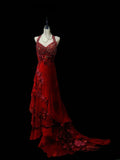 Vintage 1950s A line Halter Burgundy Tiered With Appliques Long Prom Dresses High School Senior Graduation Dance Evening Gown HZ0311