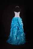 Vintage Ball Gowns Women's Cocktail Party Gowns High Low Sweetheart Blue With Tiered Beaded Tops Long Graduation Dinner Outfits Prom Dresses HZ0311