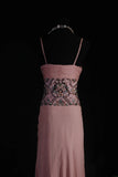 Vintage A Line Spaghetti Strap Pink Floor Length Chiffon Party Dress With Beads 1950s Retro Classy Birthday Dinner Prom Dresses HZ0311