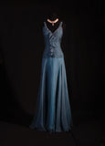 Chic Mermaid V Neck Chiffon With Beads Long Party Formal Women Prom Dresses HZ0311