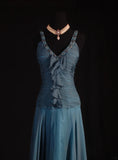 Chic Mermaid V Neck Chiffon With Beads Long Party Formal Women Prom Dresses HZ0311