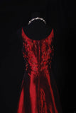 Vintage 80s Formal A Line Spaghetti Strap Burgundy With Beads Sleeveless Long Prom Dresses Party Formal Gowns HZ0311
