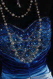Vintage A Line Women's Cocktail Party Gowns Sweetheart Ombre Blue With Beads Tops Long Graduation Dinner Outfits Prom Dresses HZ0311