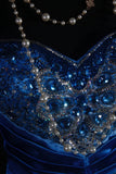 Vintage A Line Women's Cocktail Party Gowns Sweetheart Ombre Blue With Beads Tops Long Graduation Dinner Outfits Prom Dresses HZ0311