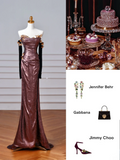 Sparkly Mermaid Strapless Sequins With Gloves Sleeves Long Formal Fancy Prom Evening Dress Dinner Outfits Party Gowns HZ0311