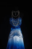 Vintage A Line Women's Cocktail Party Gowns Sweetheart Ombre Blue With Beads Tops Long Graduation Dinner Outfits Prom Dresses HZ0311