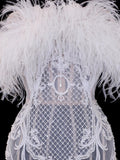 Elegant Women's Mermaid Strapless With Feathers Appliques White Long Wedding Gowns Dresses HZ0311