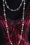 Retro Vintage 1960s Formal Mermaid V Neck Fashion Hot Pink Satin With Beads Sleeveless Long Prom Dresses Party Formal Gowns HZ0311