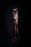 Vintage 50s 1950s Formal Mermaid Halter Pleated With Beads Sleeveless Long Prom Dresses Party Formal Gowns HZ0311