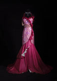 Vintage 50s 1950s Formal Mermaid Halter Hot Pink Pleated With Beads Sleeveless Long Prom Dresses Party Formal Gowns HZ0311