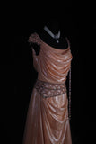 Retro Vintage 1960s Formal A line Square Neck Pink Fashion With Beads Cap Sleeves Long Prom Dresses Party Formal Gowns HZ0311