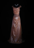 Retro Vintage 1960s Formal A line Square Neck Pink Fashion With Beads Cap Sleeves Long Prom Dresses Party Formal Gowns HZ0311