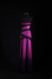 Vintage 50s 1950s Formal Mermaid Halter Ombre Purple Chiffon Pleated With Beads Sleeveless Long Prom Dresses Party Formal Gowns HZ0311