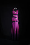 Vintage 50s 1950s Formal Mermaid Halter Ombre Purple Chiffon Pleated With Beads Sleeveless Long Prom Dresses Party Formal Gowns HZ0311