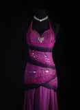Vintage 50s 1950s Formal Mermaid Halter Ombre Purple Chiffon Pleated With Beads Sleeveless Long Prom Dresses Party Formal Gowns HZ0311