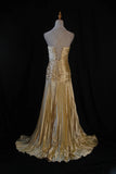 Retro Vintage 1960s Formal A line Fashion Gold Halter Satin With Beaded Sleeveless Long Prom Dresses Party Formal Gowns HZ0311