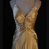 Retro Vintage 1960s Formal A line Fashion Gold Halter Satin With Beaded Sleeveless Long Prom Dresses Party Formal Gowns HZ0311