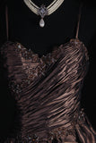 Vintage Ball Gowns Women's Cocktail Party Gowns Spaghetti Strap With Beads Tops Long Graduation Dinner Outfits Prom Dresses HZ0311