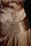 Retro Vintage 1960s Formal Sheath Sweetheart Brown Fashion With Beads Long Prom Dresses Party Formal Gowns HZ0311