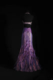 Vintage 50s 1950s Formal Mermaid Halter Purple Tiered Taffeta Pleated With Beads Sleeveless Long Prom Dresses Party Formal Gowns HZ0311